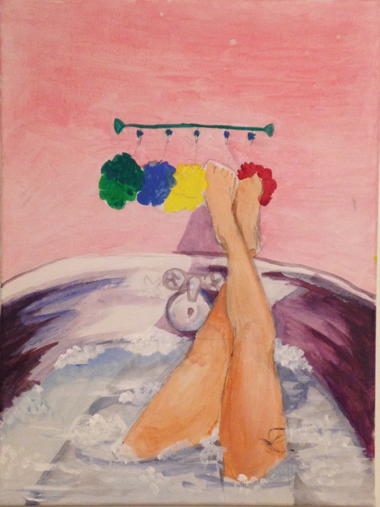 Legs. Because I was in my Grammy's claw-footed porcelain tub and I thought, "Hey, I like the colours in here." 